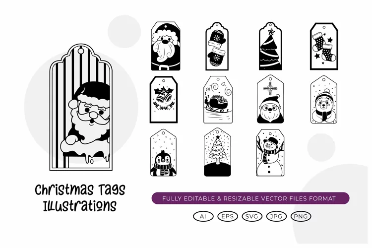 Christmas Tags Illustrations
