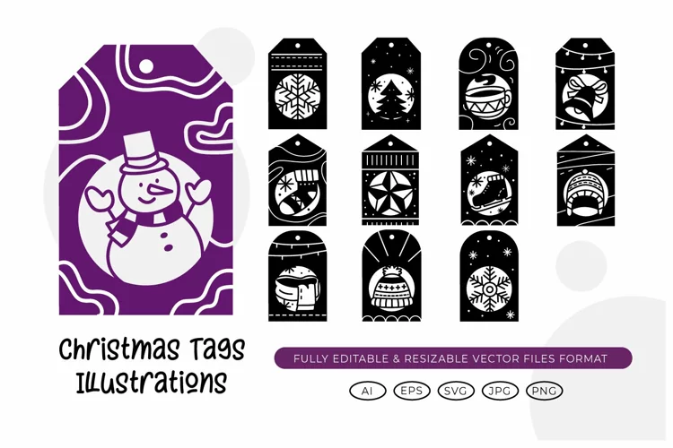 Christmas Tags Illustrations