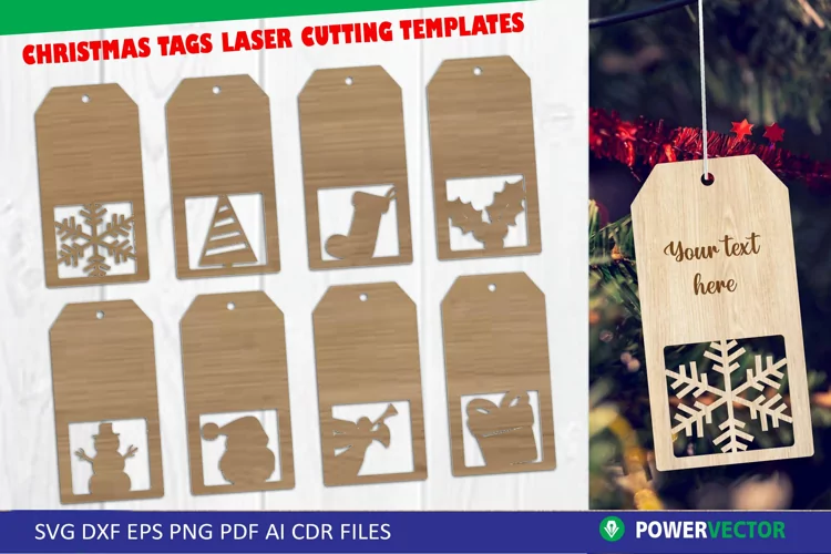 Christmas Gift Tag Laser Cutting Pattern| Stocking Tags SVG