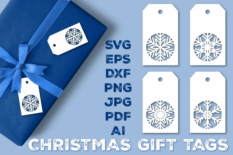 Paper Cut Christmas Gift Tags with Snowflakes. Christmas Tag