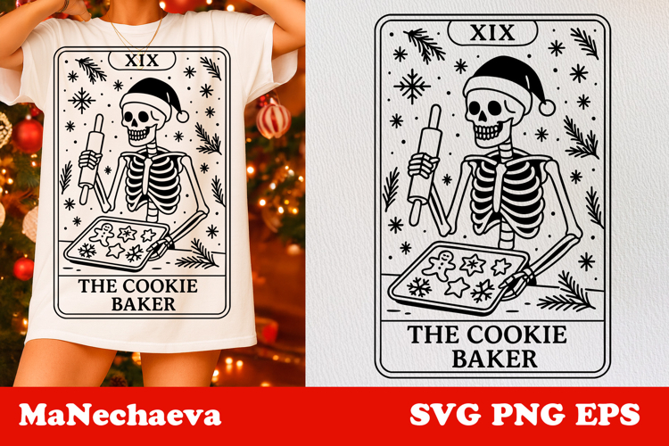 Christmas Skeleton Tarot Card SVG | The Cookie Baker Clipart