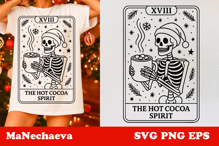 Christmas Skeleton Tarot Card SVG | The Hot Cocoa Spirit