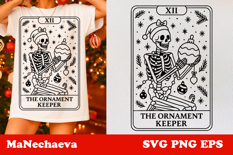 Christmas Skeleton Tarot Card SVG | The Ornament Keeper