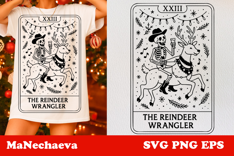 Christmas Skeleton Tarot SVG | The Reindeer Wrangler Clipart