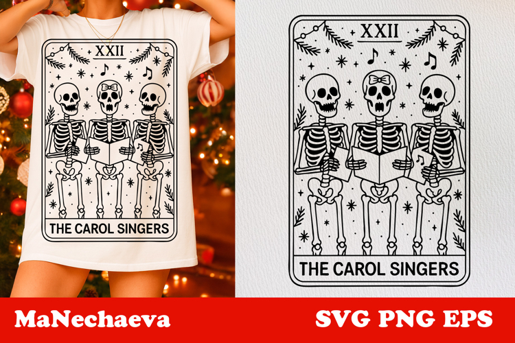 Christmas Skeleton Tarot Card SVG | The Carol Singers Clipar