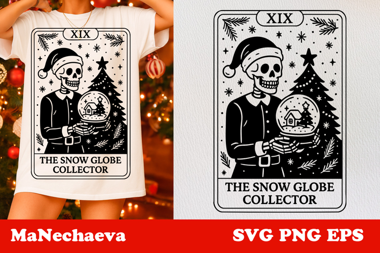 Christmas Skeleton Tarot Card SVG | The Snow Globe Collector