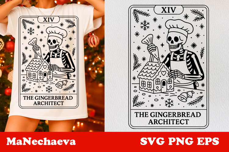 Christmas Skeleton Tarot Card SVG The Gingerbread Architect
