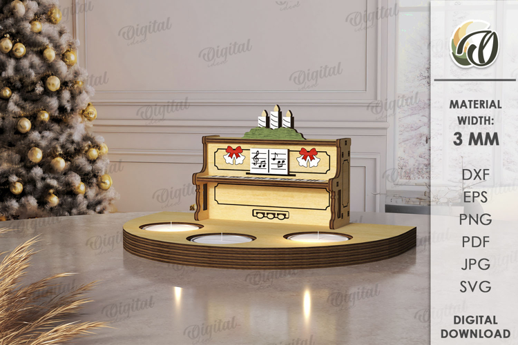 Christmas Tea Candle Holder Laser Cut. Tealight Holder SVG