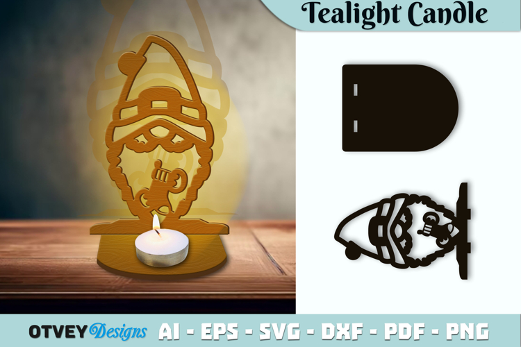Gnome Christmas Tealight Candle Holder Lasercut