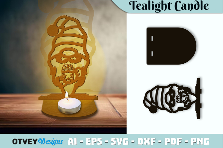 Gnome Christmas Tealight Candle Holder Lasercut