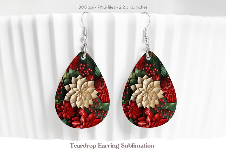 Christmas Teardrop Earring Sublimation | Christmas Earrings
