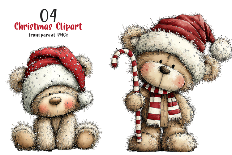 Christmas Teddy Bear Clipart example image 1