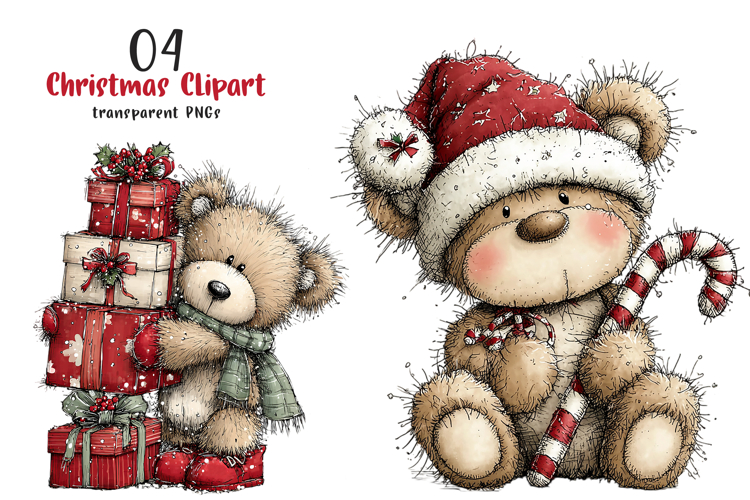 Christmas Teddy Bear Clipart example image 1