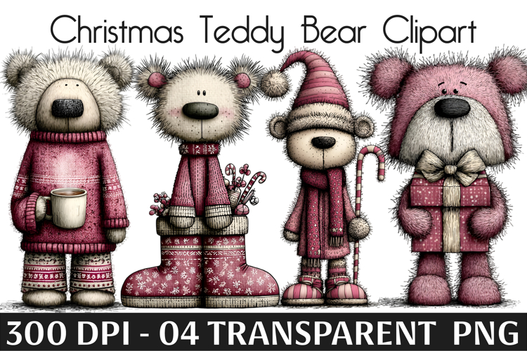 Christmas Teddy Bear Clipart Sublimation