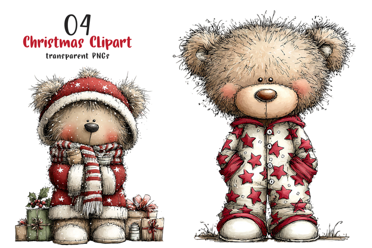 Christmas Teddy Bear Clipart example image 1
