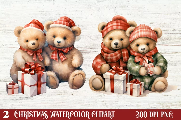 Christmas Teddy Bear Clipart Sublimation, Christmas PNG