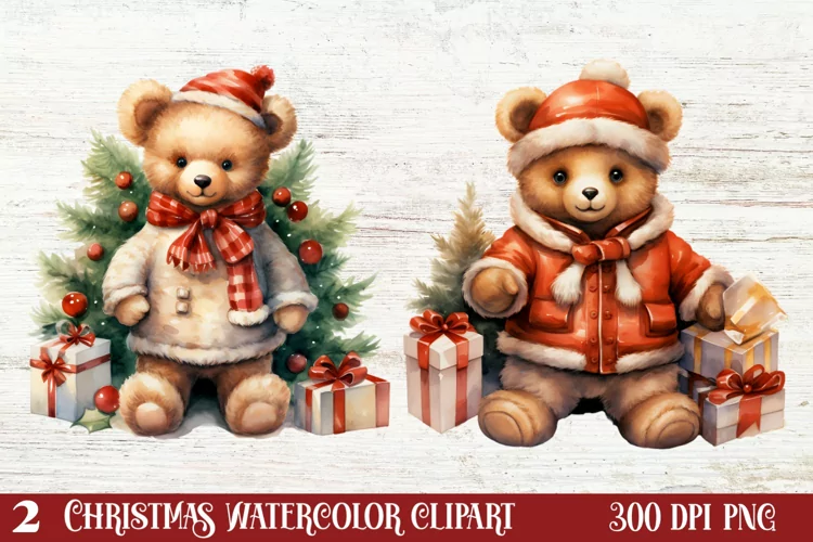 Christmas Teddy Bear Clipart Sublimation, Christmas PNG
