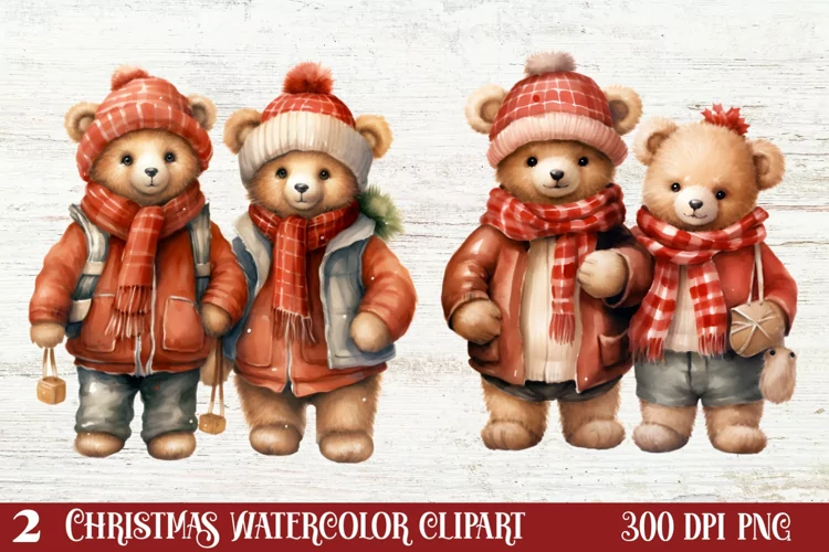 Christmas Teddy Bear Clipart Sublimation, Christmas PNG