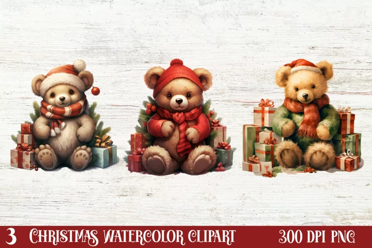 Christmas Teddy Bear Clipart Sublimation, Christmas PNG