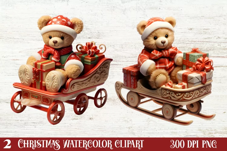 Christmas Teddy Bear Clipart Sublimation, Christmas PNG