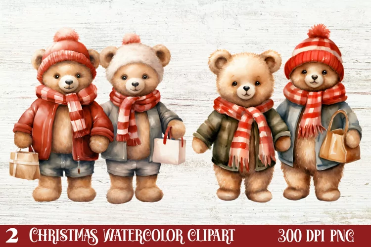 Christmas Teddy Bear Clipart Sublimation, Christmas PNG
