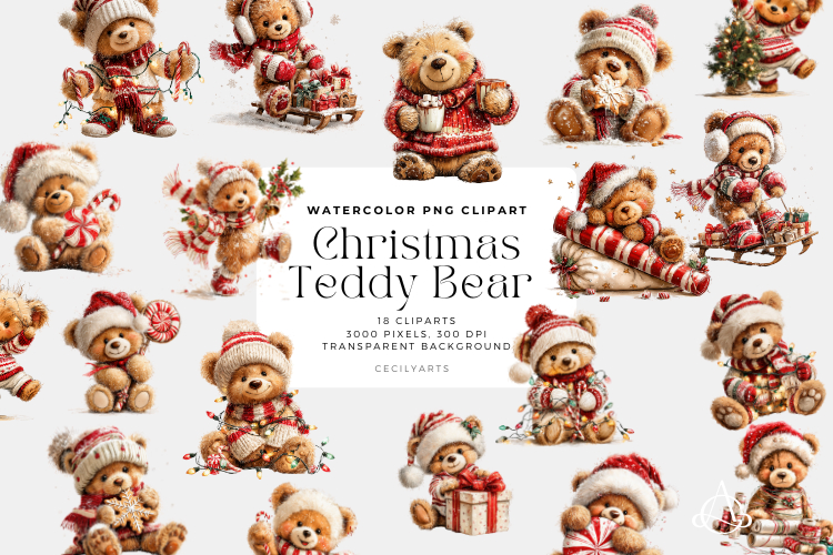 Christmas Teddy Bear Cliparts