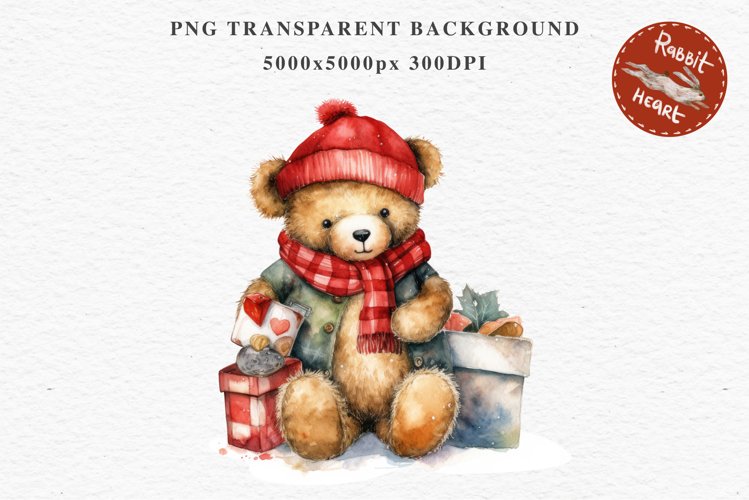 Christmas Teddy Bear Toy Santa Winter Clipart PNG Scrapbook
