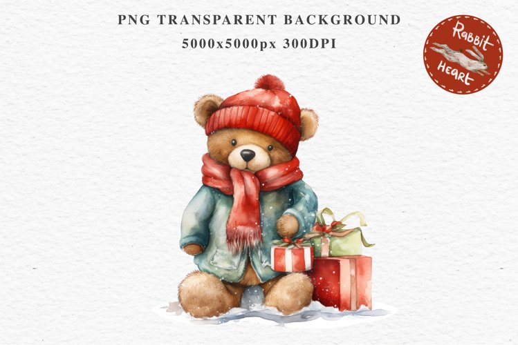 Christmas Teddy Bear Toy Santa Winter Clipart PNG Scrapbook