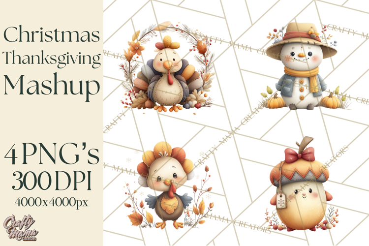 Christmas Turkey PNG, Rustic Holiday Clipart