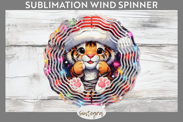 Christmas Tiger v1 Entangled in Lights Wind Spinner Sublimat