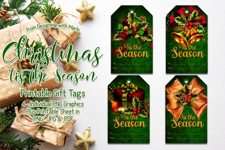 Christmas 'Tis the Season Printable Gift Tags & Sheet example image 1