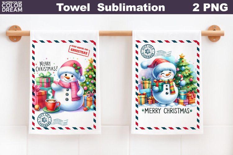 Snowman Kitchen Towel | Merry Christmas Towel example image 1