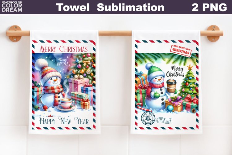 Snowman Kitchen Towel | Merry Christmas Towel example image 1