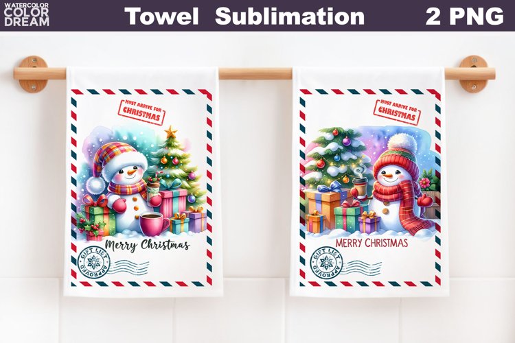 Snowman Kitchen Towel | Merry Christmas Towel example image 1