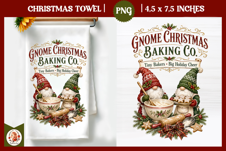 Vintage Christmas Kitchen Towel PNG |Retro farm sublimation