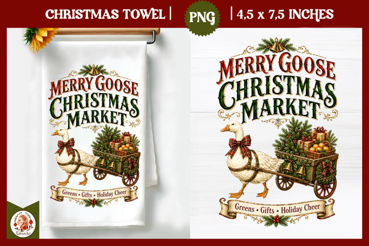 Vintage Christmas Kitchen Towel PNG |Retro farm sublimation