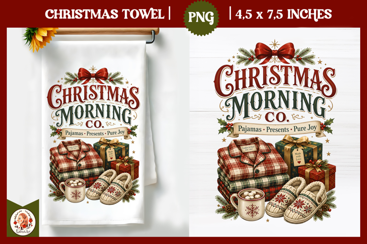 Vintage Christmas Kitchen Towel PNG |Retro farm sublimation