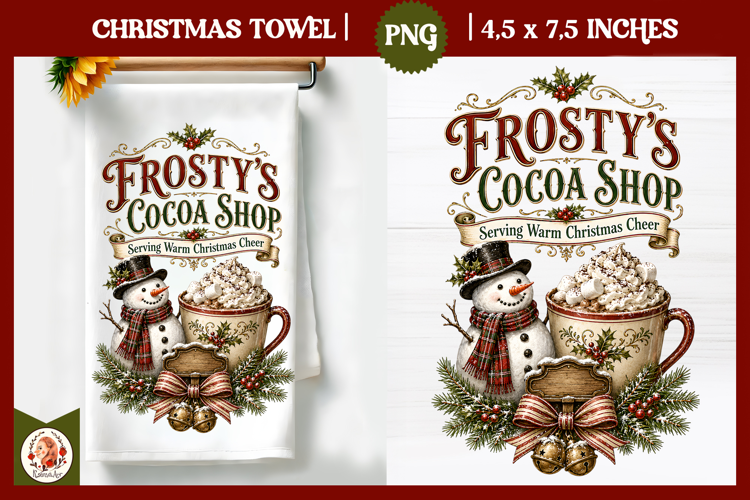 Vintage Christmas Kitchen Towel PNG |Retro farm sublimation