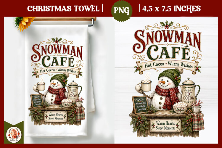 Vintage Christmas Kitchen Towel PNG |Retro farm sublimation example image 1