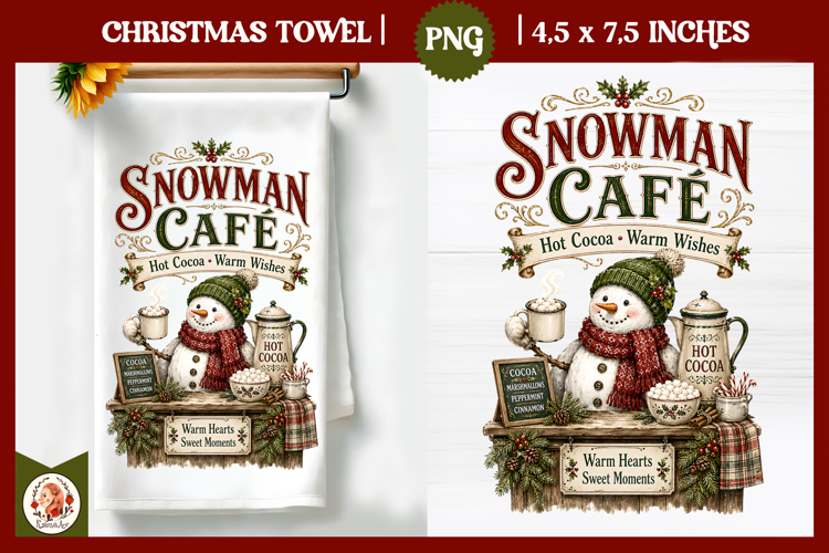 Vintage Christmas Kitchen Towel PNG |Retro farm sublimation