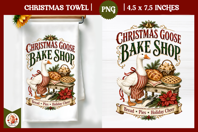 Vintage Christmas Kitchen Towel PNG |Retro farm sublimation