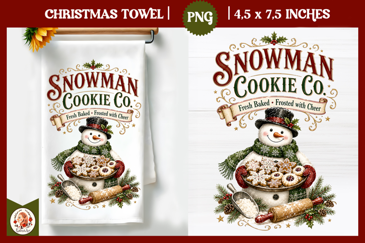 Vintage Christmas Kitchen Towel PNG |Retro farm sublimation