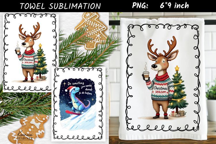 Christmas Towel Sublimation|Funny Holiday Quotes|Reindeer