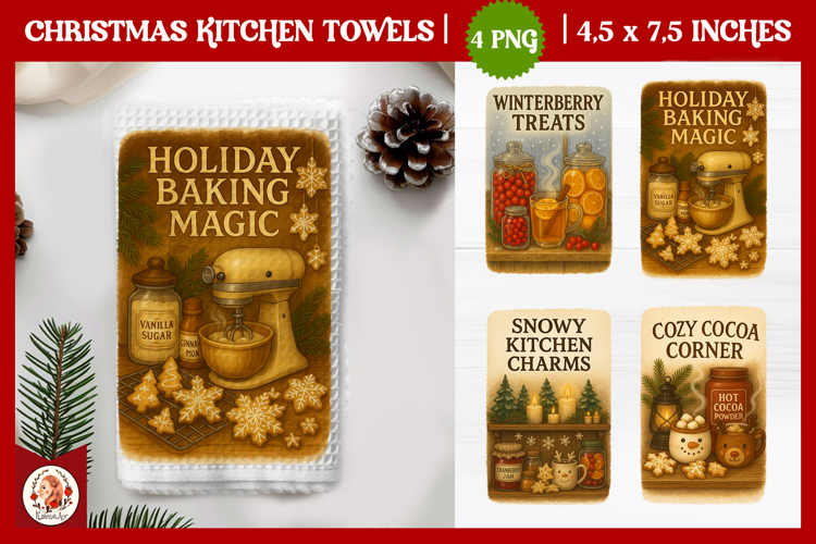 Cozy Christmas Kitchen Towel, Baking Sweets