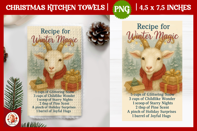 Christmas Kitchen Towel, Cute Farm Animals,Christmas Recipe
