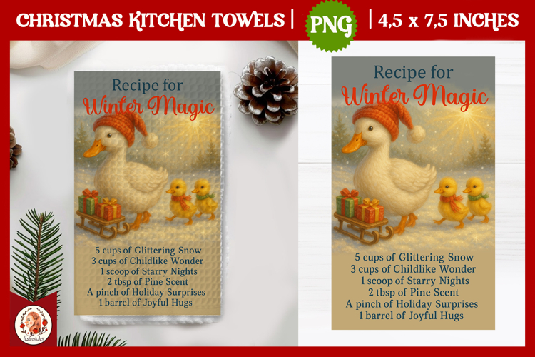 Christmas Kitchen Towel, Cute Farm Animals,Christmas Recipe