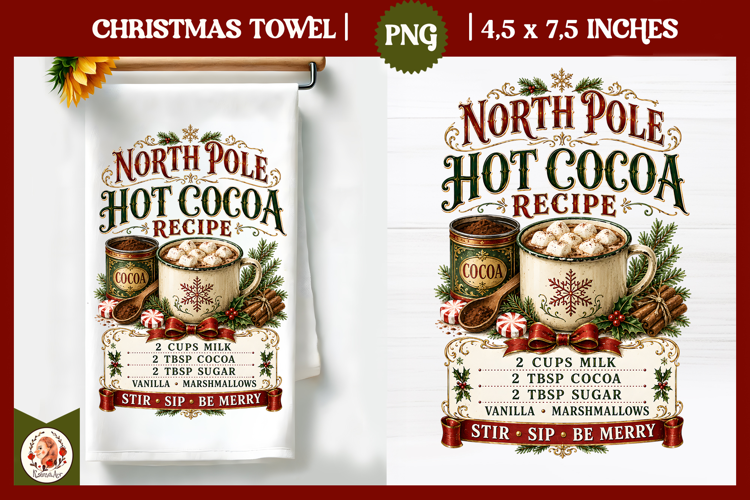 Vintage Christmas Kitchen Towel PNG |Retro farm sublimation