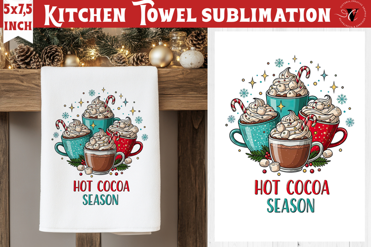Christmas kitchen towel sublimation | Holiday baking print