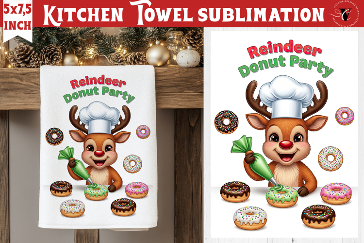 Christmas kitchen towel sublimation | Holiday baking print