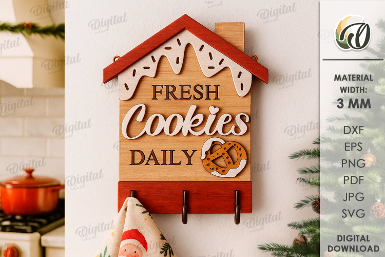 Christmas Towel Holder Laser Cut. Kitchen Decor SVG